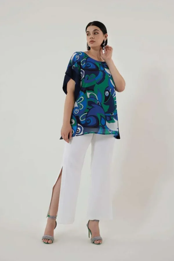 Jiveley Pantalone cropped spacchi laterali taglie comode Sale