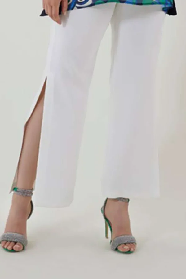 Jiveley Pantalone cropped spacchi laterali taglie comode Sale