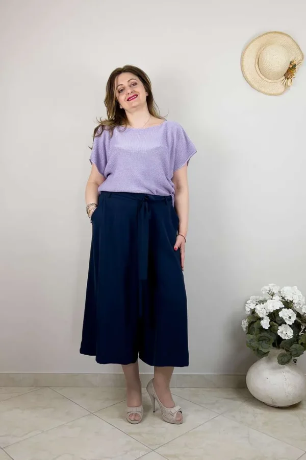Mat Fashion Pantalone culotte al polpaccio taglie comode Fashion