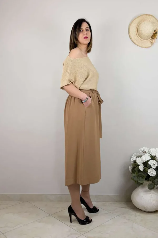 Mat Fashion Pantalone culotte al polpaccio taglie comode New