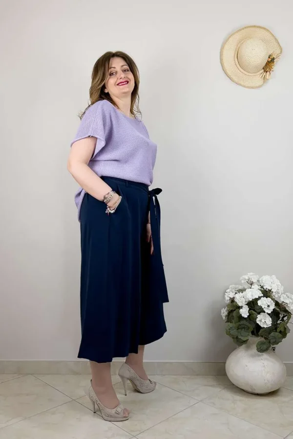 Mat Fashion Pantalone culotte al polpaccio taglie comode Fashion
