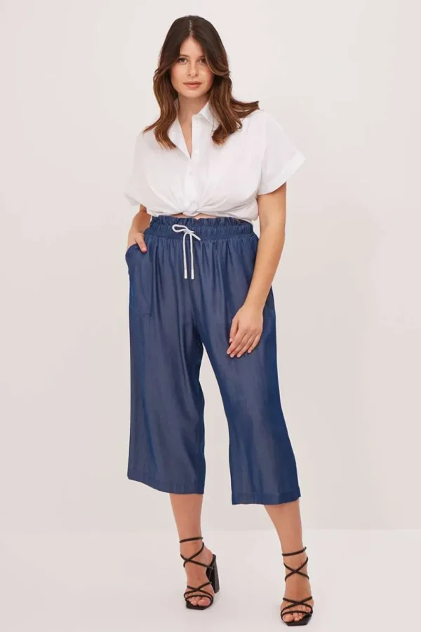 Mat Fashion Pantalone effetto denim lucido taglie comode Fashion