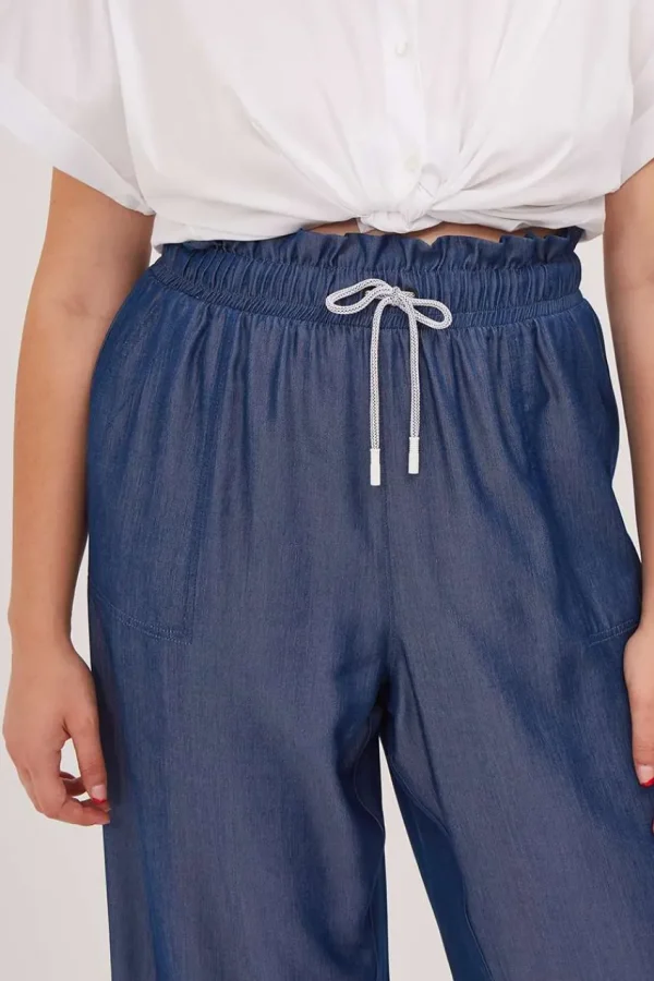 Mat Fashion Pantalone effetto denim lucido taglie comode Fashion