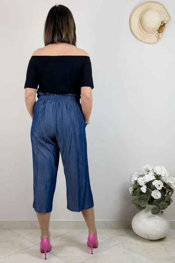 Mat Fashion Pantalone effetto denim lucido taglie comode Fashion