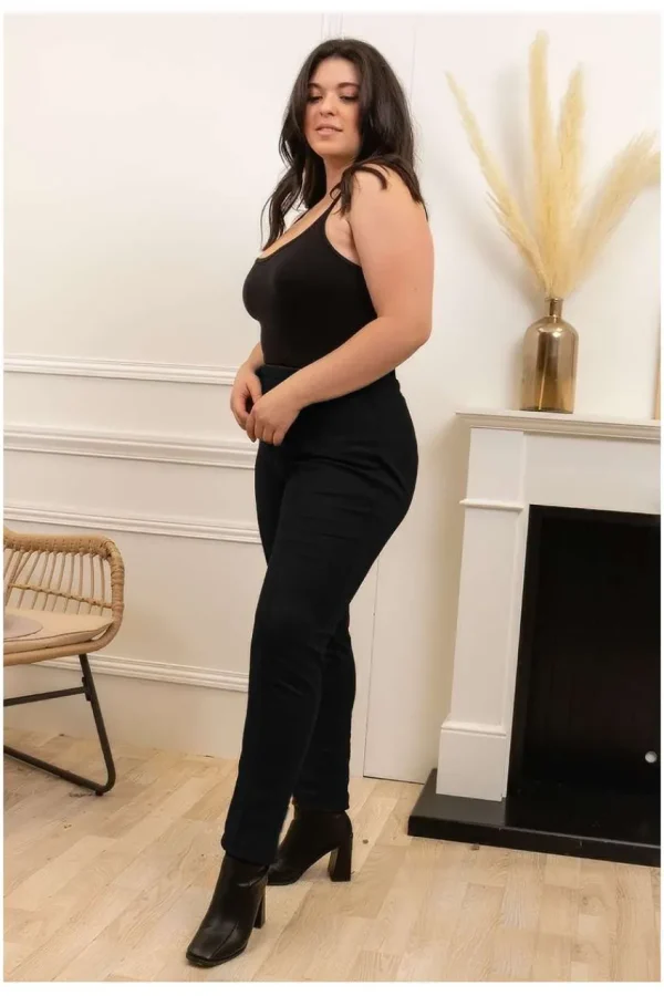 Donna Curvy Pantalone effetto pelle scamosciata taglie comode Fashion