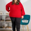 Donna Curvy Pantalone elasticizzato taglio regular taglie comode Discount