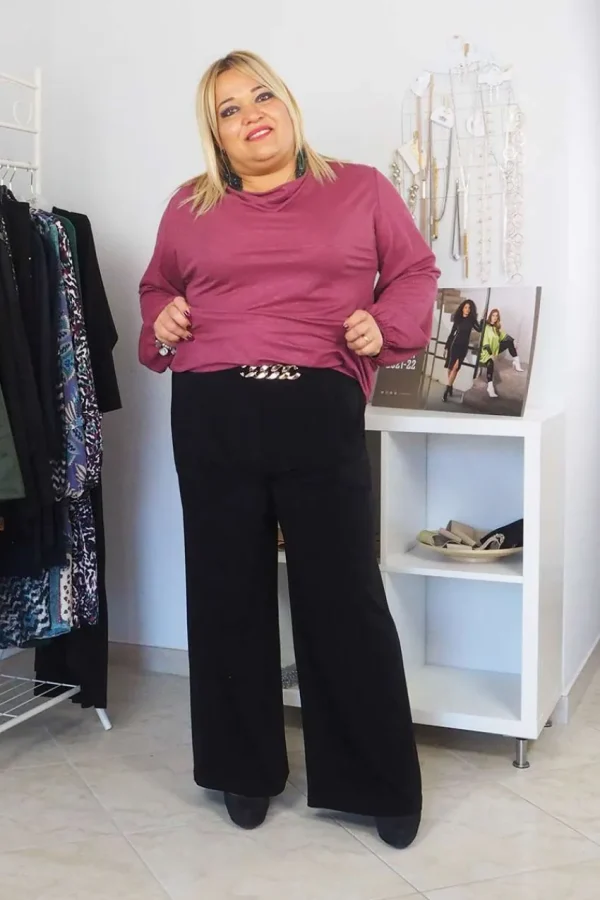 Donna Curvy Pantalone fluido con decorazione taglie comode Best