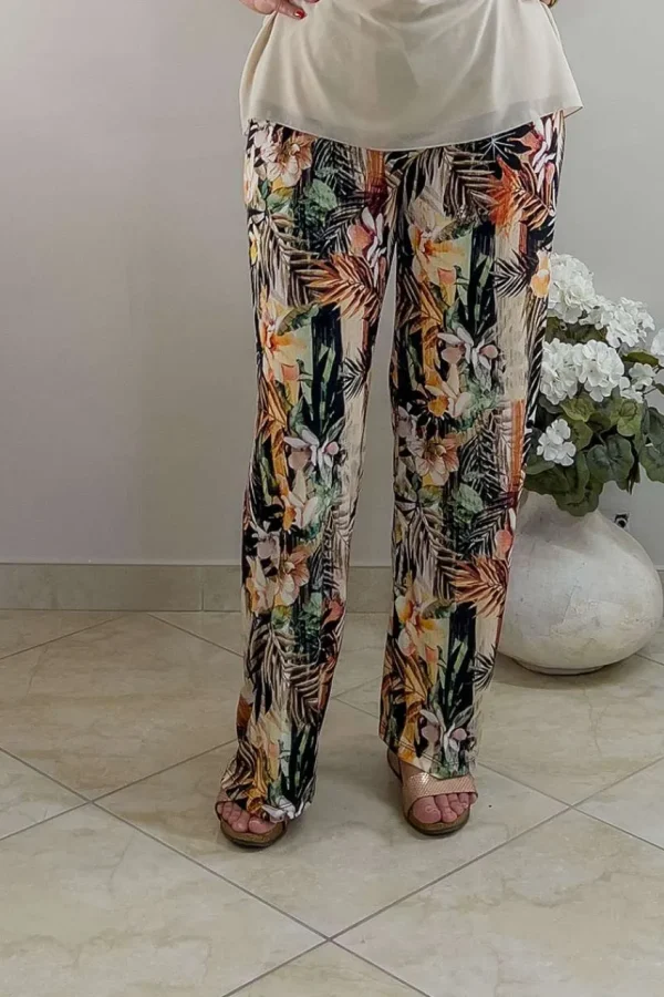 Donna Curvy Pantalone fluido fantasia taglie comode Outlet