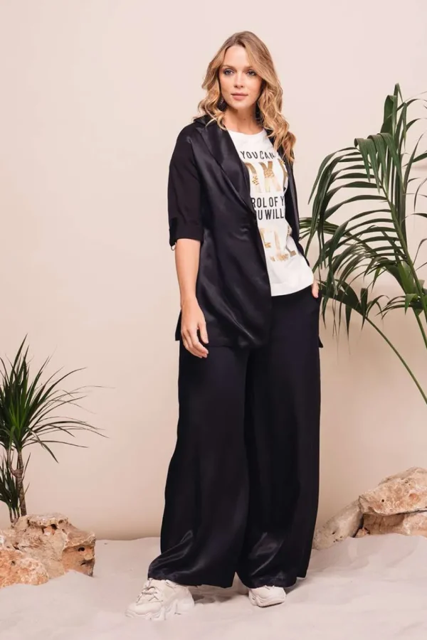 Mealys Pantalone in raso di viscosa taglie comode Hot