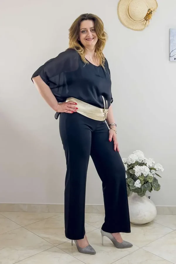 Donna Curvy Pantalone palazzo con elastico taglie comode Hot