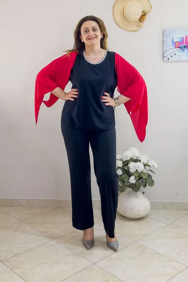 Donna Curvy Pantalone palazzo con elastico taglie comode Hot
