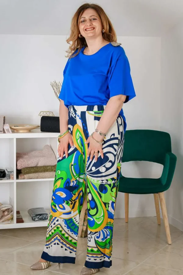 Talissa Mode Pantalone palazzo fantasia imperial taglie comode Discount