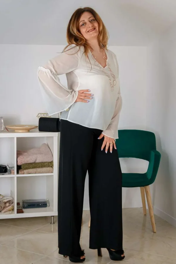 Talissa Mode Pantalone palazzo tinta unita taglie comode Outlet