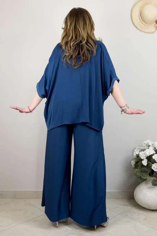 Mat Fashion Pantalone satin a palazzo taglie comode New