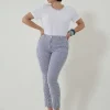 Jiveley Pantalone slim fit a righe tasca america taglie comode Outlet