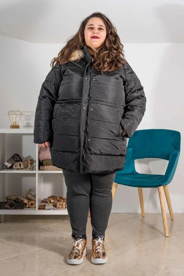 Ciso Piumino con cappuccio e pelliccia taglie comode Discount