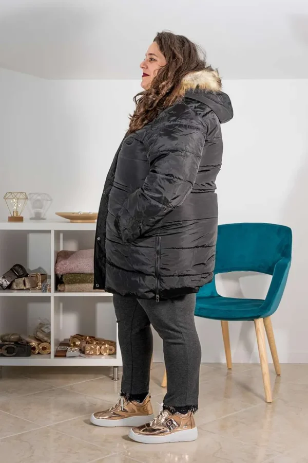 Ciso Piumino con cappuccio e pelliccia taglie comode Discount