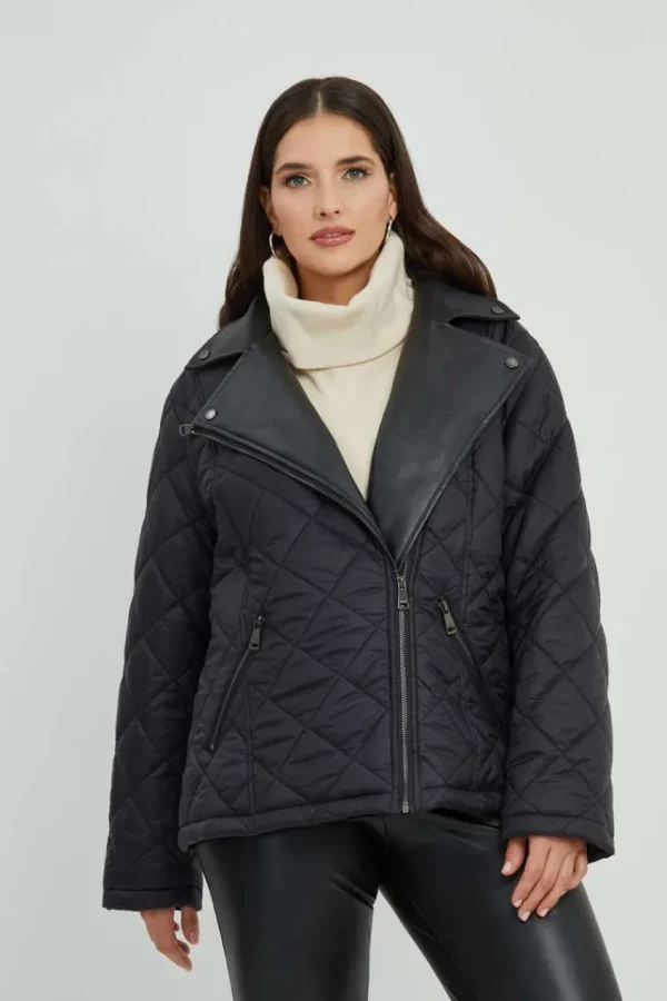 Mat Fashion Piumino con combinazione di tessuti taglie comode Fashion
