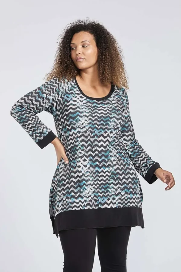 SPG Woman Pullover con stampa a zigzag taglie comode Discount