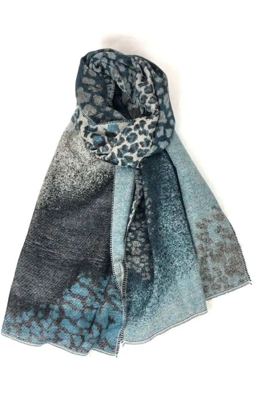 Donna Curvy Sciarpa blocchi di colore e fantasia leopardata Clearance