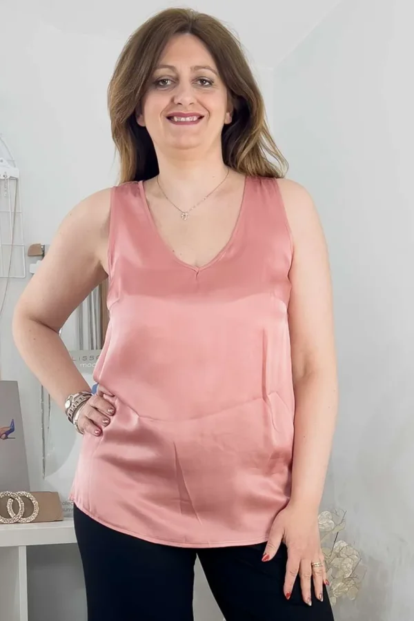 Mealys Top in raso di viscosa taglie comode Outlet