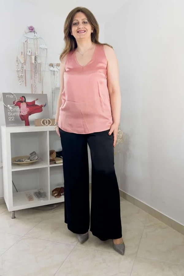 Mealys Top in raso di viscosa taglie comode Outlet