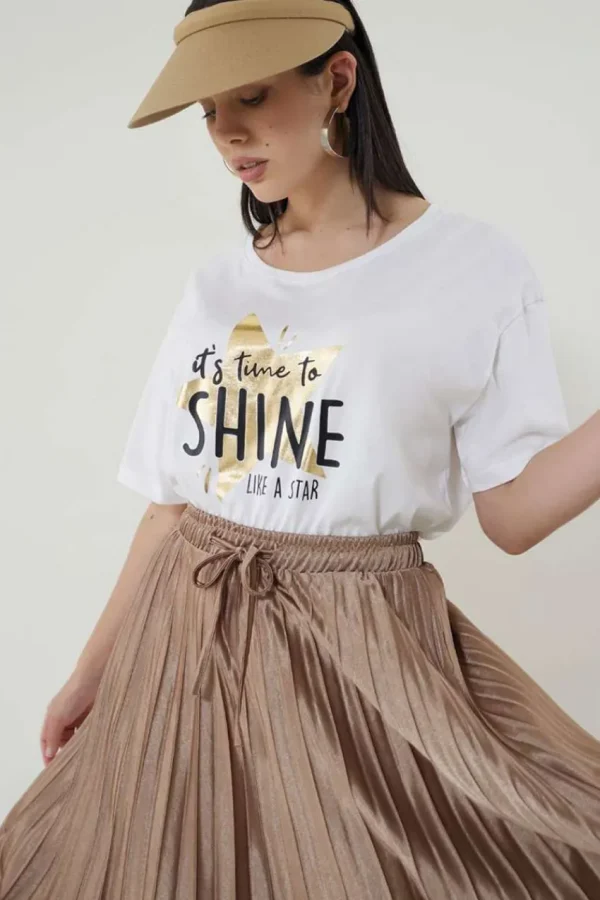 Jiveley T-shirt scollo rotondo in cotone taglie comode Fashion