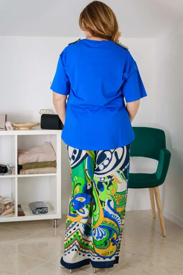 Talissa Mode T-shirt scollo rotondo spalline con dettaglio taglie comode Discount