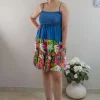 Donna Curvy Vestito con spalline sottili e balza a fiori taglie comode Sale