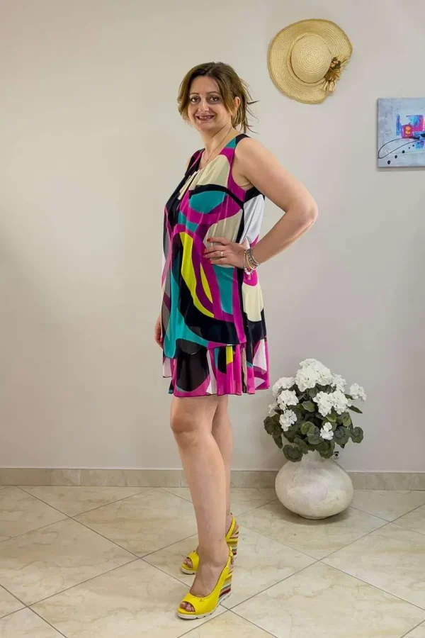 Donna Curvy Vestito fantasia con balza taglie comode Best