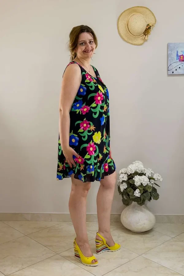 Donna Curvy Vestito fantasia con balza taglie comode Best